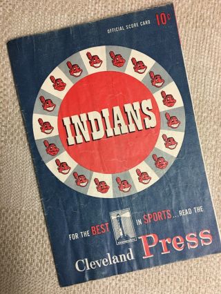 Vintage Cleveland Indians 1953 Official Score Card 9 " X 6 " Cleveland Press
