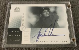 2001 Sp Authentic Tiger Woods Sign Of The Times Blue Autograph Auto Rookie Rc