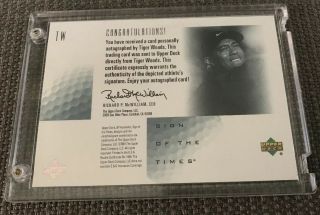 2001 SP Authentic Tiger Woods Sign of The Times Blue Autograph Auto Rookie RC 6