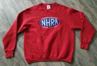 Nhra Championship Drag Racing Sweatshirt Size Xl Red Long Sleeve Crewneck Vtg