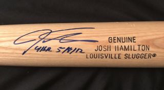 Josh Hamilton Signed Auto Louisville Slugger Bat Insc 4 HR 5/8/12 MLB Holo 2