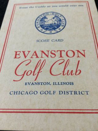 Vintage 1940 ' s EVANSTON GOLF CLUB Chicago Ill.  Golf District Score Card 2