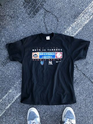 Vintage T - Shirt 2001 York Yankees Vs Mets " Subway Series " Shea Stadium Xl