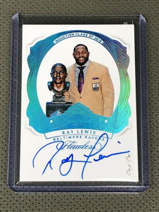 2018 Panini Flawless Ray Lewis Hall Of Fame Induction Auto 1/1 Ravens Nfl Hof