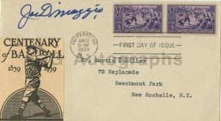 Joe Dimaggio - Autographed 1939 " 100 Years Of Baseball " First Day Cover