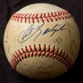 1983 Red Sox Signed Team Ball Carl Yastrzemski Last Season 27 Signatures