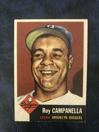 1953 Topps Baseball Card 27 Roy Campanella Dodgers Exmt - Nm Centered No Creases