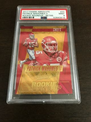 2017 Absolute Rookie Roundup Retail Patrick Mahomes Ii Chiefs Rc Psa 9