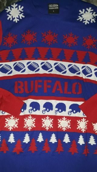 Buffalo Bills Ugly Christmas Sweater By Exclusion Size L