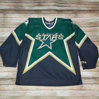 Mens Vintage Ccm Authentic Dallas Stars Sewn Nhl Hockey Jersey Size Xl
