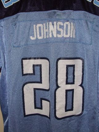 Reebok Youth Lg 14/16 Chris Johnson Jersey NFL Tennessee Titans 28 Blue Footbal 2