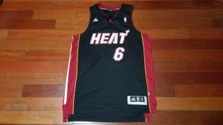 Vtg Mens Adidas Miami Heat Lebron James Basketball Jersey Sz M Nba Black