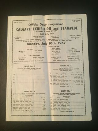 Calgary Exhibition & Stampede 1967 Official Daily Programme,  Mon July 10,  8 Pges