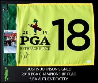 Dustin Johnson Autographed 2019 Pga Championship Pin Flag Major Jsa
