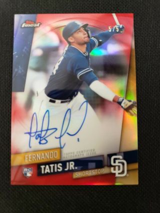 Fernando Tatis Jr.  2019 Finest Red Refractor Auto Rc 5/5 Padres Topps Autograph