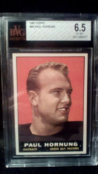 1961 Topps 40 Paul Hornung Bvg 6.  5 Ex -,  Green Bay Packers Running Back.
