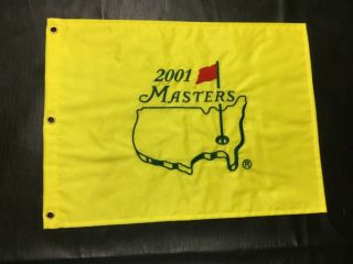 Tiger Woods Wins 2001 Masters Golf Flag Unsigned