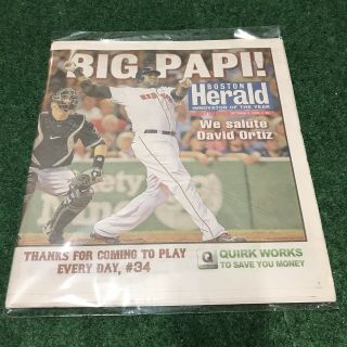 Boston Red Sox David Ortiz Big Papi Retires Herald Pullout Bagged Newspaper