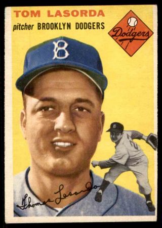 1954 Topps 132 Tommy Lasorda Dodgers Rookie Rc Ex,  To Ex - Mt
