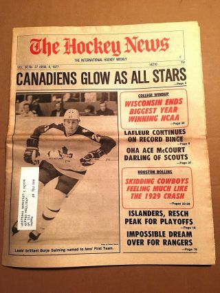 The Hockey News,  Apr 8,  1977,  Vol 30 No 27,  40p: Borje Salming Allstar On Cover