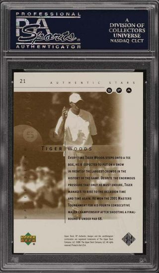 2001 SP Authentic Preview Gold Tiger Woods ROOKIE RC /250 PSA 10 GEM (PWCC) 2