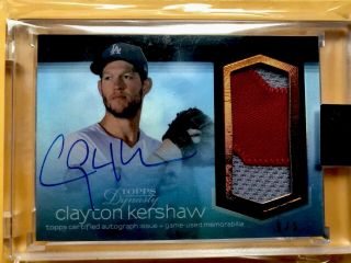 2018 Topps Dynasty Clayton Kershaw On Card Auto Game Patch 5/5