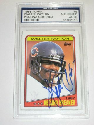 Walter Payton (chicago Bears) Signed 1988 Topps Card 5 Psa Certiifed