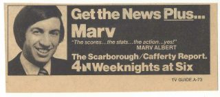 Vtg 1970s Marv Albert Scarborough Cafferty Report Tv Guide Ad Clipping Sports