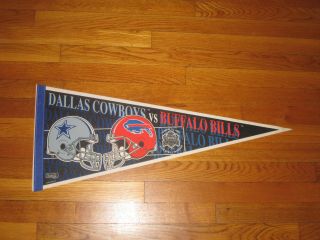 1993 Dallas Cowboys/buffalo Bills Bowl Xxvii Felt Pennant Cond.
