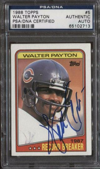1988 Topps Walter Payton Signed Card Psa/dna Auto Autograph Chicago Bears