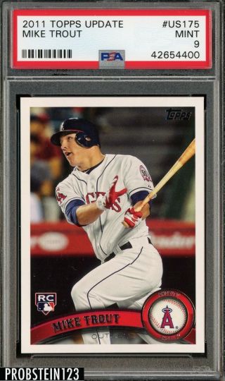 2011 Topps Update Us175 Mike Trout Angels Rc Rookie Psa 9