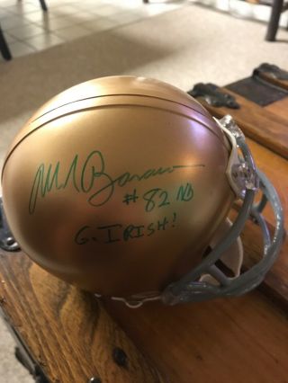 Mark Bavaro Signed In Green Auto Notre Dame Mini Helmet With Inscriptions Giants