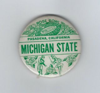 1966 Michigan State Spartans Rose Bowl Button Vintage Pin Ncaa Football