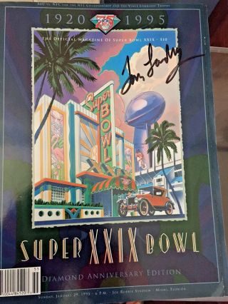 Tom Landry Dallas Cowboys Hof Autograph Signed Bowl Program Jsa Nfl