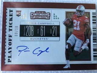 2019 Contenders Parris Campbell Playoff Ticket On Card Auto 9/18
