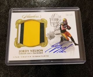 2017 Panini Flawless Star Swatch Signature Jordy Nelson 10/15 Green Bay Packers
