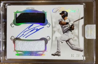 Gleyber Torres 2018 Panini Flawless Rookie Dual Patch Auto 21 Yankees 02/20