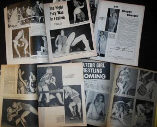 4 Vintage Girl Wrestling Magazines 1965 and 1967 6