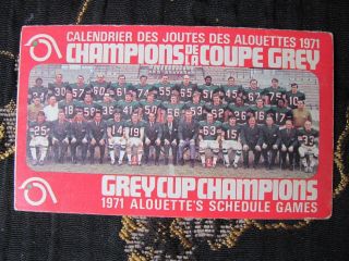 Canadian Football Grey Cup Champion 1971 Montreal Alouettes Schedule Labatt Beer