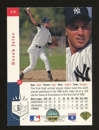 1993 SP Foil 279 Derek Jeter Yankees RC Rookie Signed AUTO Steiner Sticker Only 2