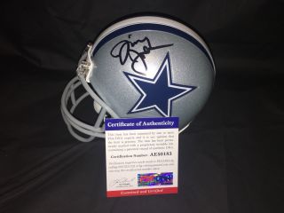 Jimmy Johnson Signed Official Dallas Cowboys Mini Helmet Coach Psa/dna