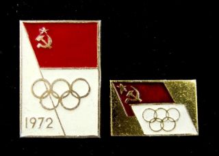 1972 Munich Summer Olympic Games Noc Ussr Soviet Set Of 2 Pins