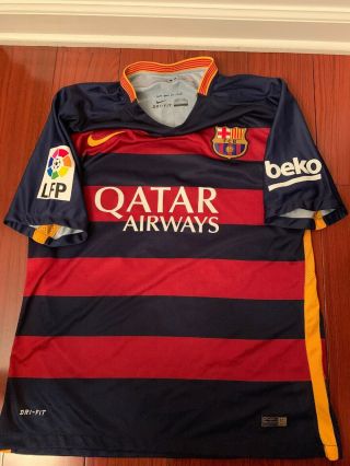 2015 - 2016 Nike FC Barcelona Home Jersey - Barca Hoops Shirt - Size L Iniesta 8 4