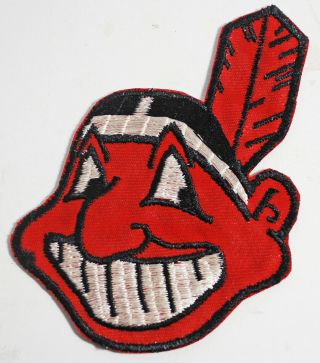 Vintage Clevelnad Indians Chief Wahoo Patch Logo 3.  5 " X4.  5 "