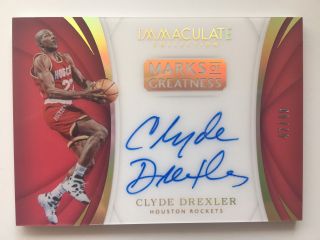 2017 - 18 Panini Immaculate Clyde Drexler Autograph Mark Of Greatness Acetate /49