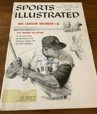 Roy Sievers Signed Sports Illustrated Mar 58 Washington Senators Autograph
