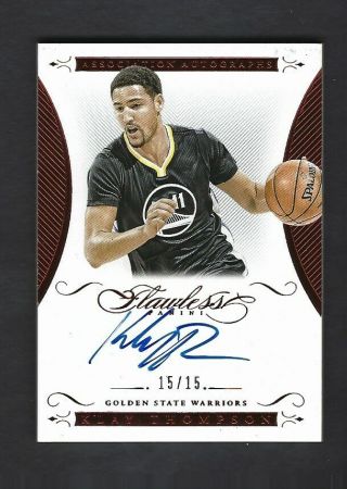 Klay Thompson 2014 - 15 Panini Flawless Ruby Red Autograph 15/15 Warriors