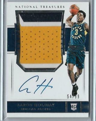 2018 - 19 National Treasures Aaron Holiday Rookie Patch Auto Rpa /99 Pacers Jn