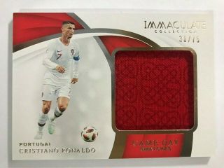 2018 - 19 Immaculate Game - Day Swatches Match Worn Materials Cristiano Ronaldo /75