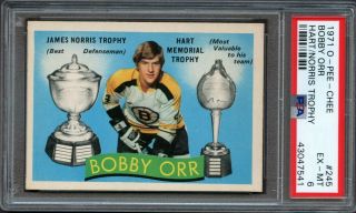 1971 - 72 Opc O Pee Chee 245 Bobby Orr Norris Trophy Winner Psa 6 Ex - Mt Bruins